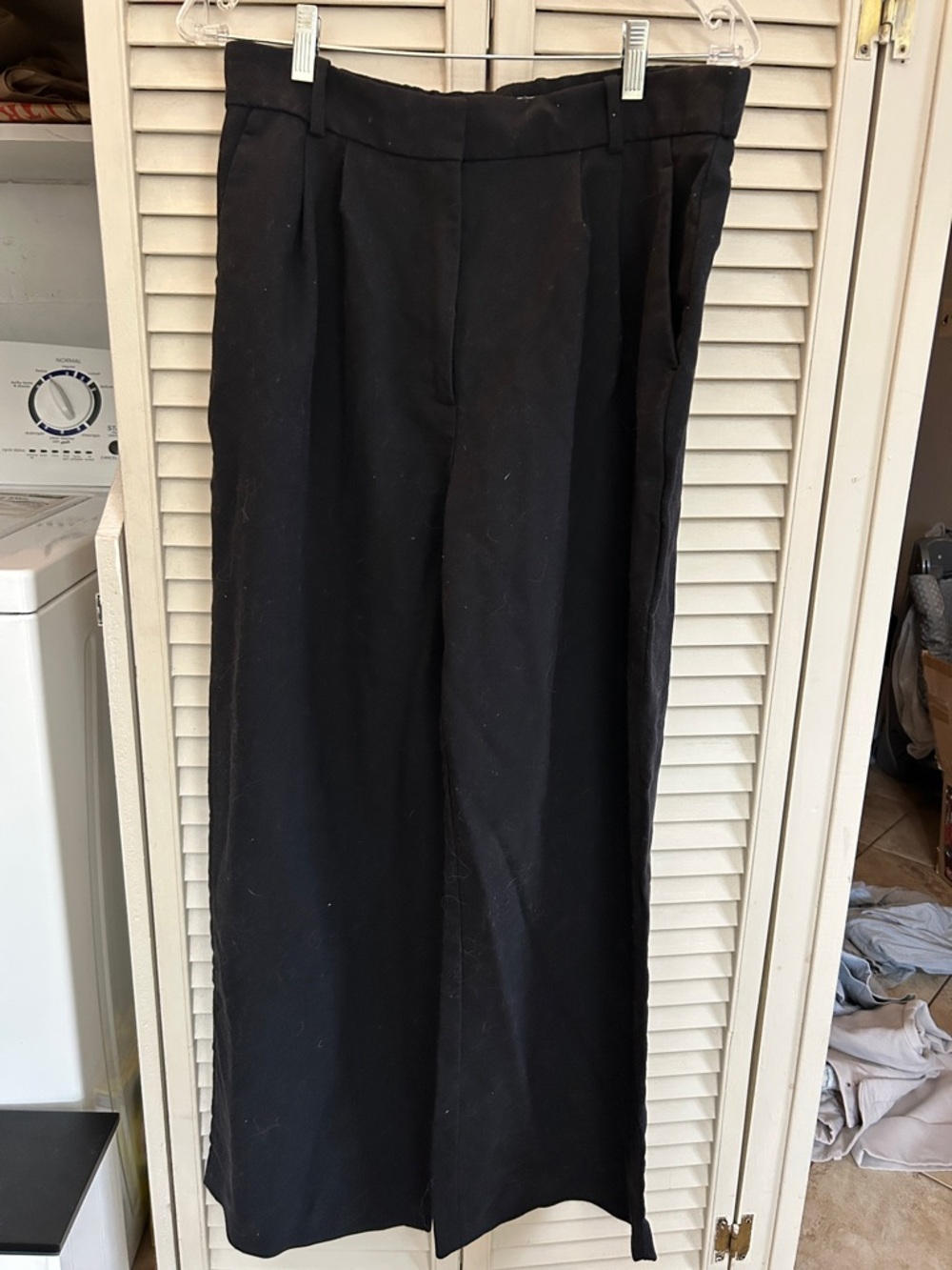 Abercrombie & Fitch Sloane Black Wide-Leg Dress Pants trousers high rise